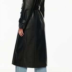 Faux Leather Trench Coat